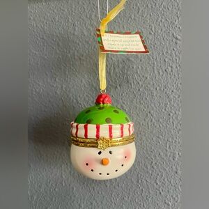 Snowman Trinket Box Christmas Ornament